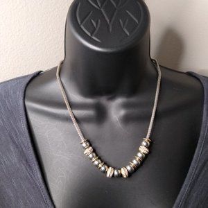 Metal Mesh Plastic Bead Decorative Necklace Adjustable 19 To 21.5 Inches